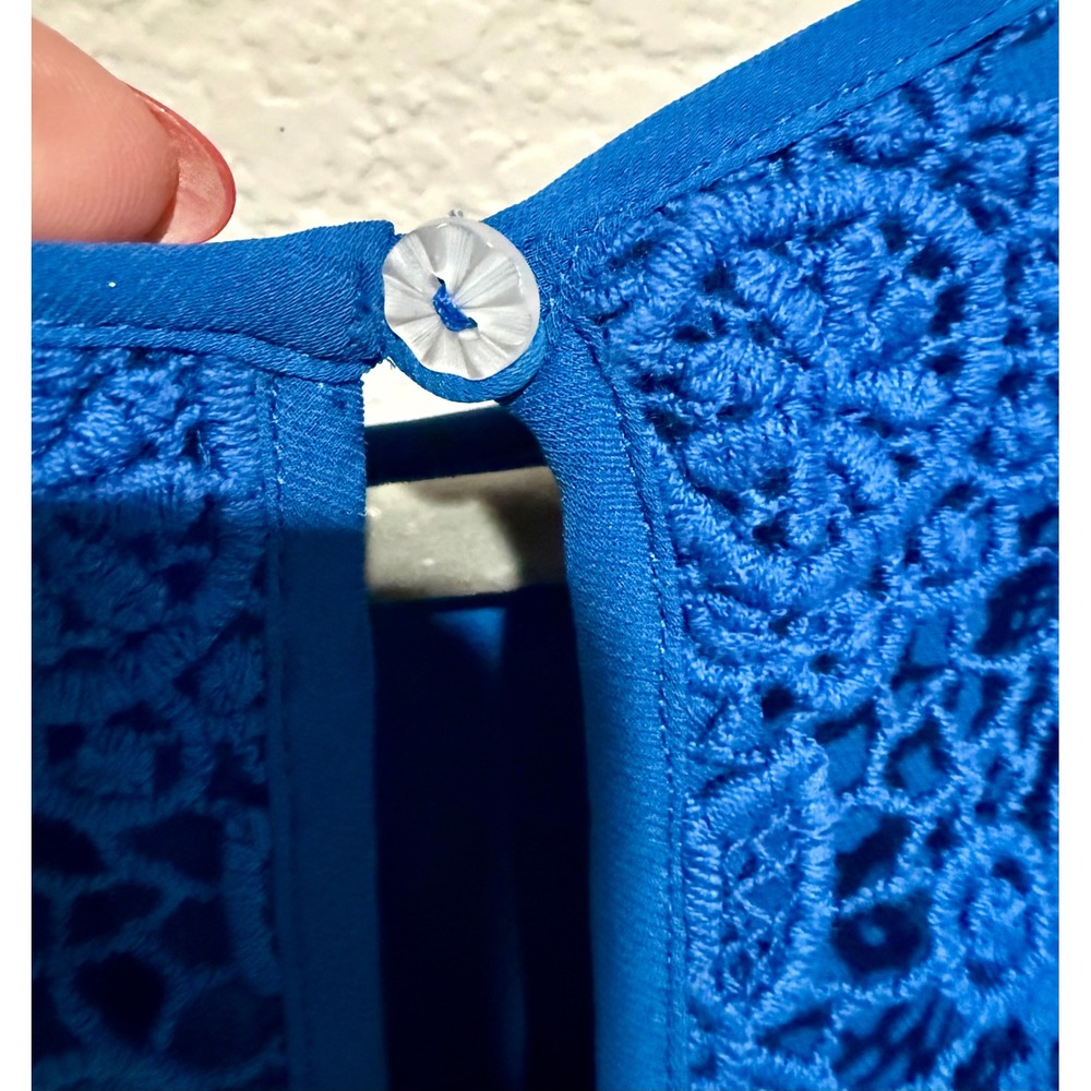 Lands' End Women Blue Floral Lace Sleeveless Sheath Dress Elegant Party Size 12 - Picture 7 of 11